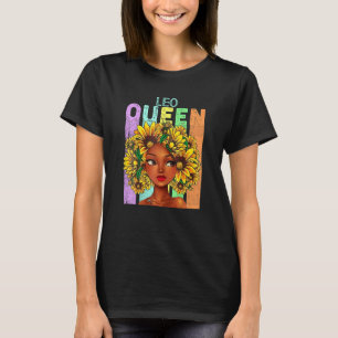 T-shirt Leo Reine Tournesol Fille Noire Femme de cheveux n