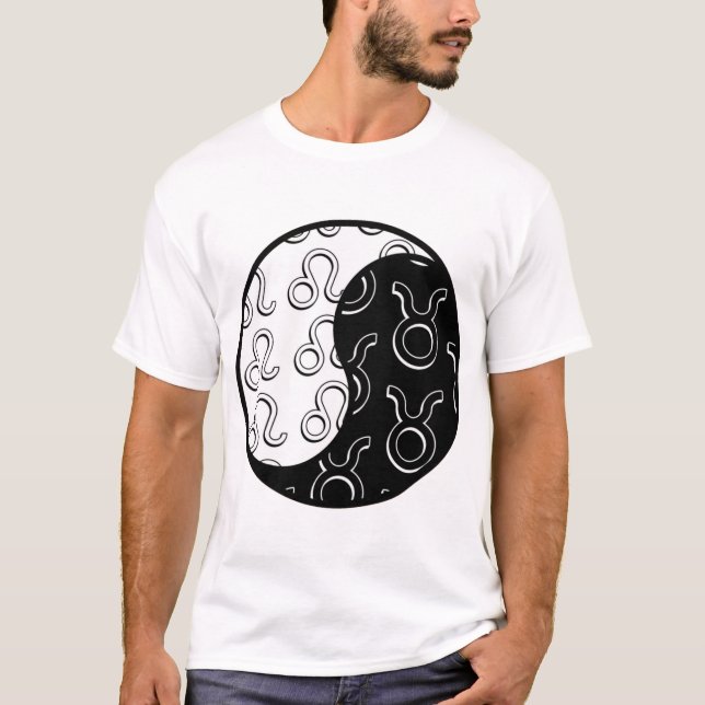 T-shirt Leo Taurus yin yang couple zodiaque (Devant)