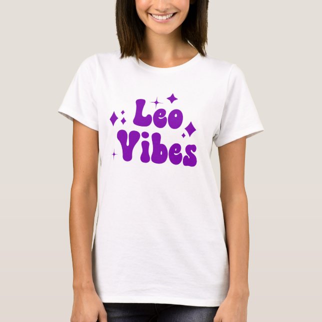 T-shirt Leo Vibes Astrologie Zodiaque Étoiles violettes (Devant)