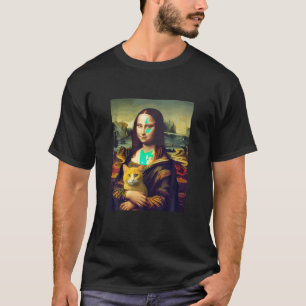 T-shirt Leonardo da Vinci s Mona Lisa Holding a Cat Funny