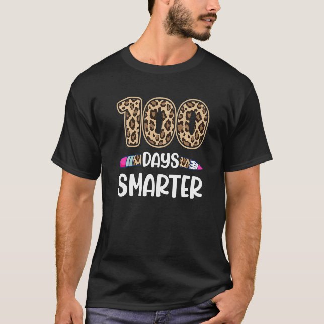 T-shirt Leopard 100 Days of Smarter 100th Day of School Te (Devant)