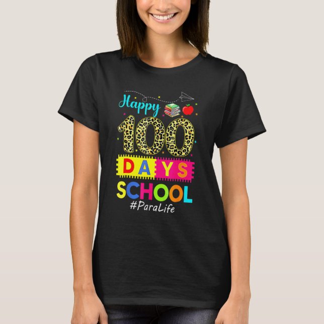 T-shirt Leopard 100th Day Of School Para Life 100 Days Sma (Devant)