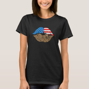 T-shirt Leopard American Lips heureux 4 juillet indépendan