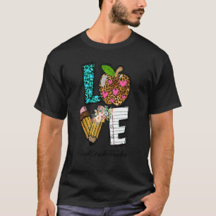 T-shirt Leopard Apple Love Enseignant de 2e année Retour à