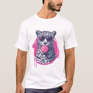 T-shirt Leopard avec lunettes de soleil et gomme à bulles