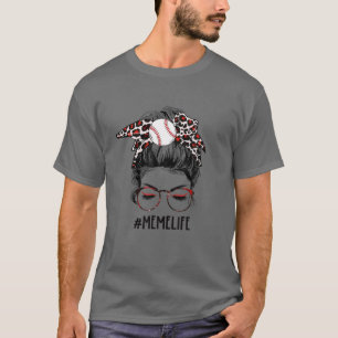 T-shirt Leopard Ball Mème Vie Messy Bun Jeu Mères