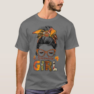T-shirt Léopard Bandana Messy Bun Novembre Girl Birthday F