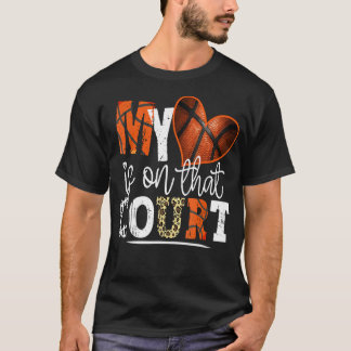 T-shirt Léopard Basketball Maman Mon coeur est sur cette c