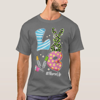 T-shirt Leopard Bunny LOVE Nurse Life Funny Pâques jour Ch
