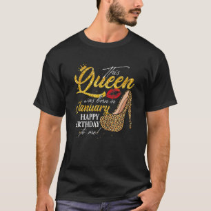 T-shirt Leopard Cette Reine Est Née En Janvier Bonne Naiss