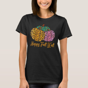 T-shirt Leopard Citrouille Happy Automne Yall Automne Citr
