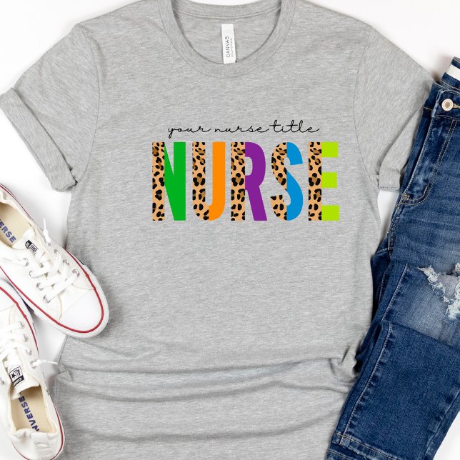 T-shirt Leopard Colorful Votre Titre Infirmière (Créateur téléchargé)