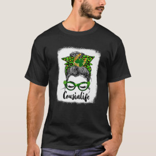 T-shirt Leopard Cousin Messy Bun Bleached Shamrock St Pat