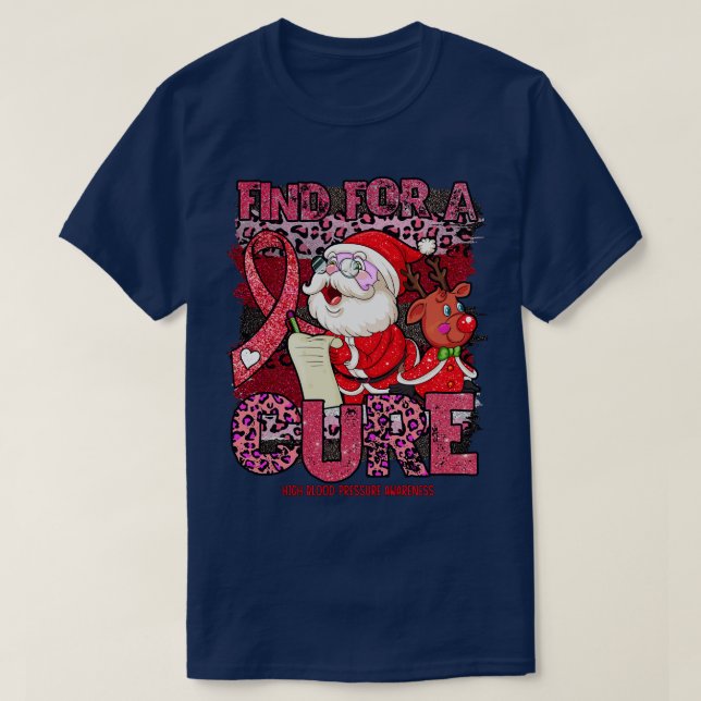 T-shirt Léopard de noël de sensibilisation à la pression a (Design devant)