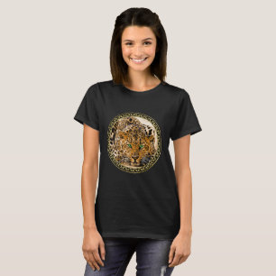 T-shirt Léopard d'oeil vert avec la feuille d'or repérée