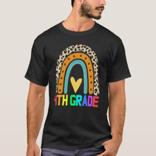T-shirt Leopard enseignant de quatrième année Rainbow 4e a