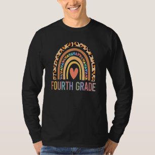 T-shirt Leopard enseignant de quatrième année Rainbow 4e a