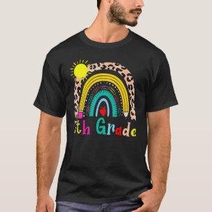 T-shirt Leopard enseignant de septième année Rainbow 7e an
