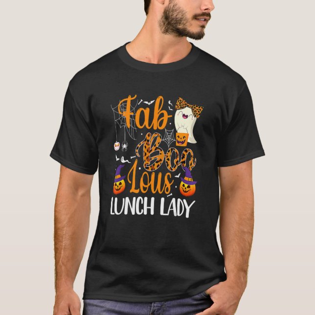 T-shirt Leopard Fab Boo Lous Lunch Lady Équipe Enseignant  (Devant)