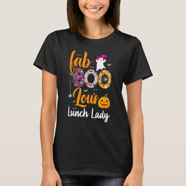 T-shirt Leopard Fab Boo Lous Lunch Lady Team Teacher Hallo (Devant)