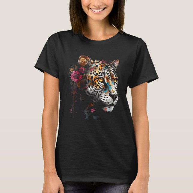 T-shirt Leopard flower  animal leopard (Devant)