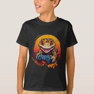T-shirt Léopard Gecko Jouant Au Jeu Vidéo Lézard Et Reptil