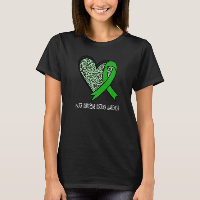 T-shirt Leopard Heart Major Depressive Disorder Awareness  (Devant)