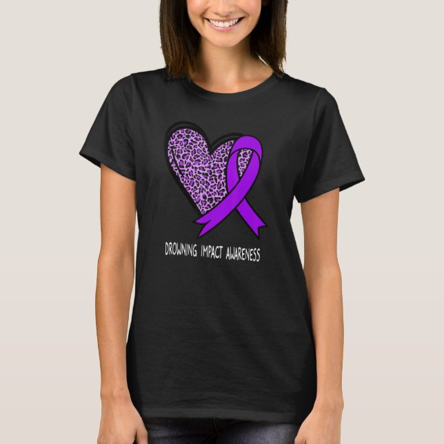 T-shirt Leopard Heart xx Awareness Purple Ribbon (Devant)