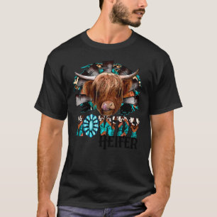 T-shirt Leopard Highland Cow Howdy Heifer Pays de l'Ouest