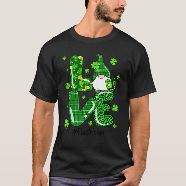 T-shirt Leopard Irlandais Green Plaid Electrician Gnome St (Devant)