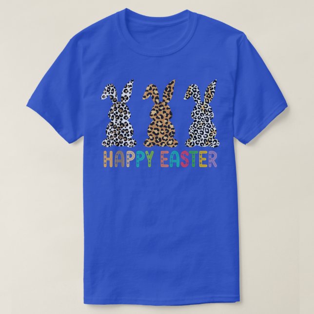 T-shirt Leopard Joyeux Pâques Pour Filles Ados Femmes Pâqu (Design devant)