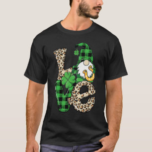 T-shirt Leopard Love Gnome Lucky Shamrock St Patrick's Day