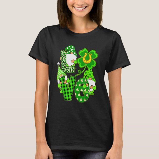 T-shirt Leopard Love Three Gnomes Lucky Shamrock St Patric (Devant)