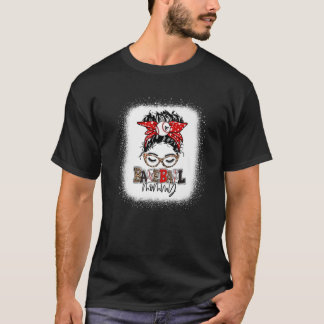 T-shirt Leopard Messy Bun Baseball Mommy Life Jour Mot