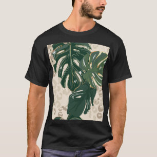 T-shirt Leopard Monstera : Jungle Imprimer Vintage.