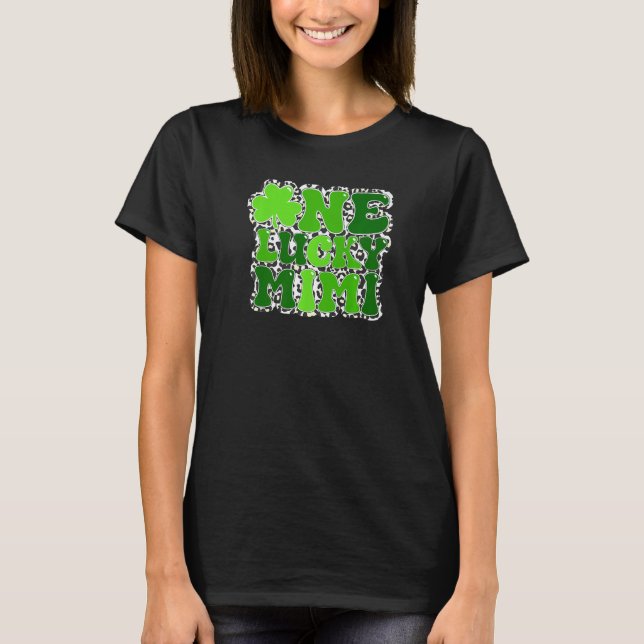 T-shirt Leopard One Lucky Mimi Irish Shamrock St Patrick's (Devant)