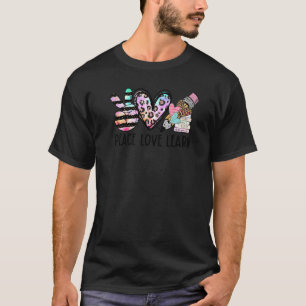 T-shirt Leopard Peace Love Learn Teacher Squad 100 Days Sm