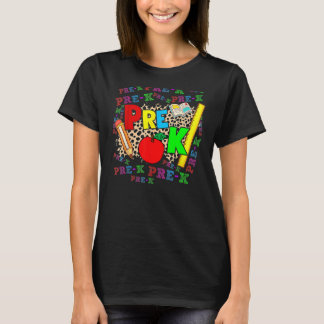 T-shirt Leopard Pre K Typography Preschool Teacher Back To