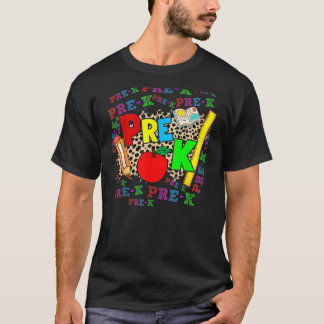 T-shirt Leopard Pre K Typography Preschool Teacher Back To