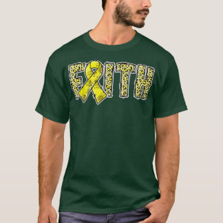 T-shirt Leopard Print Gold Ribbon FAITH Childhood Cancer A