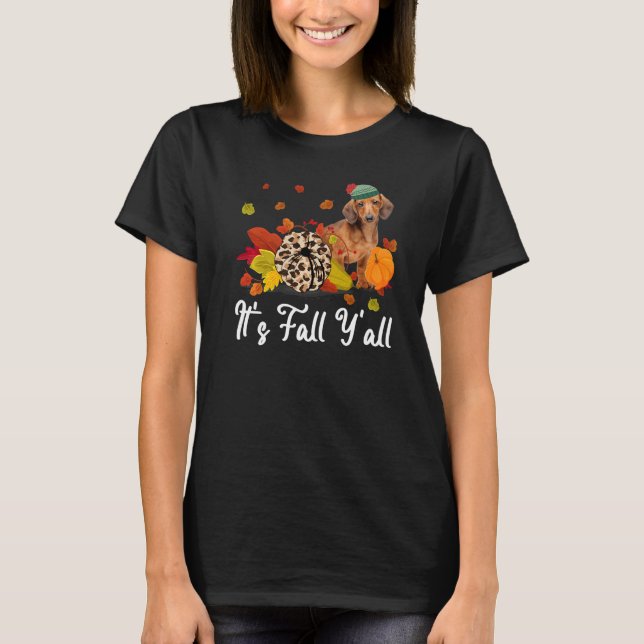 T-shirt Leopard Pumpkin Falling It's Fall Y'all Yellow Dac (Devant)