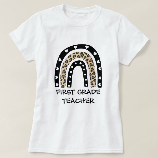 T-shirt Leopard Rainbow Enseignant de première année (Design devant)