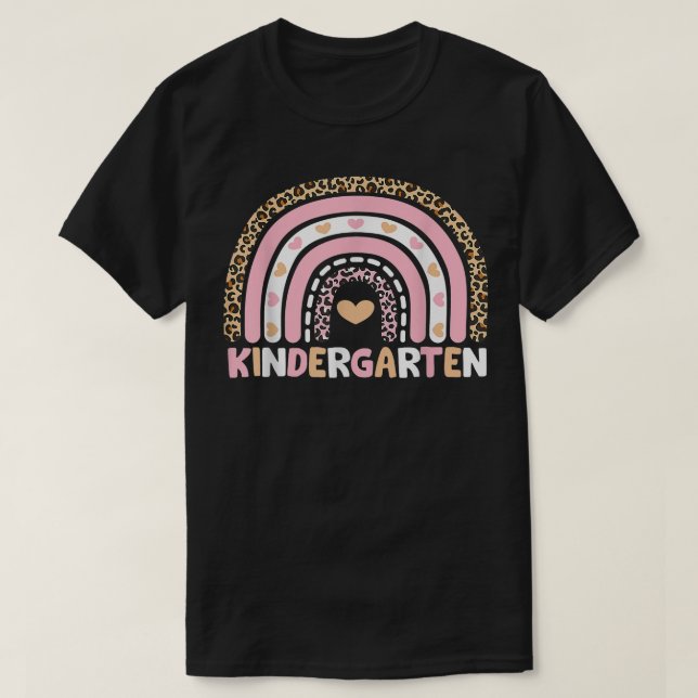 T-shirt Leopard Rainbow Kindergarten Enseignant Premier jo (Design devant)