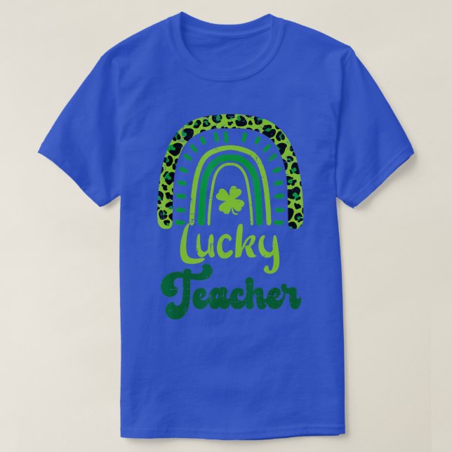 T-shirt Leopard Rainbow Lucky enseignant Shamrock St patri (Design devant)