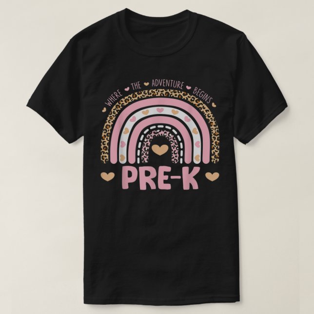 T-shirt Leopard Rainbow PreK où commence l'aventure (Design devant)