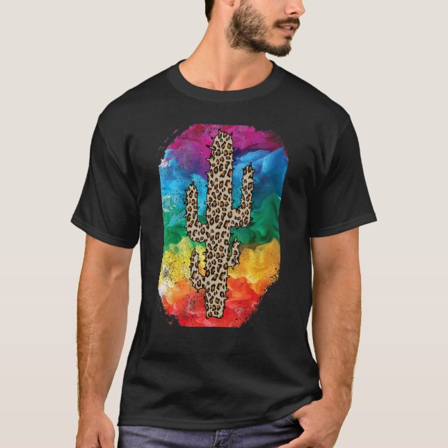 T-shirt Leopard Rainbox Smoke Cactus Serape Texas Cactu Tu (Devant)