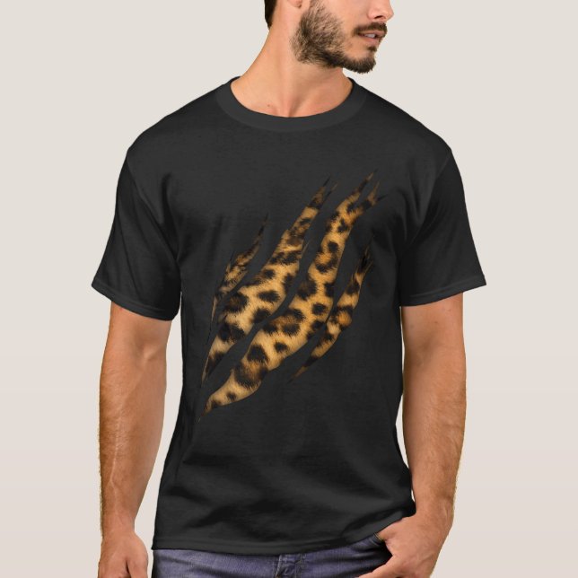 T-shirt Léopard Skin Imprimer Léopard Torn Claw (Devant)