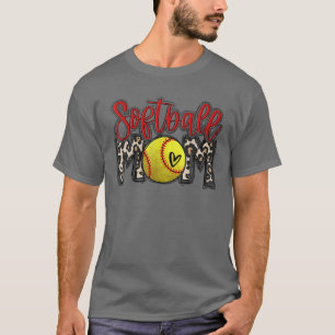 T-shirt Leopard Softball Maman Softball Jour Vibes Mothe