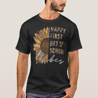 T-shirt Leopard Sunflower Happy First Day Of School Teache