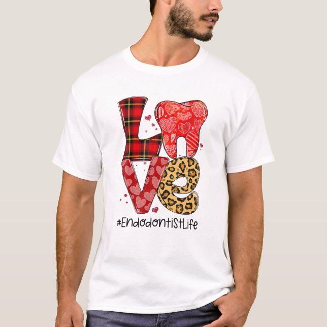 T-shirt Léopard Tooth LOVE Endodontiste Vie Valentines Chr (Devant)